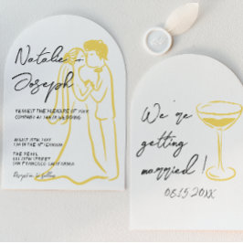 Retro Hand Drawn Written Summer Arched Wedding Inbjudningar
