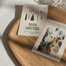 Retro Hand-målad ritad Grönt Julgranar