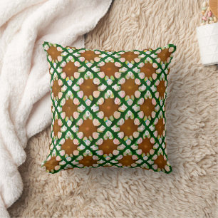 Retro Hand Paasated Blommigt Tile Mönster Kudde