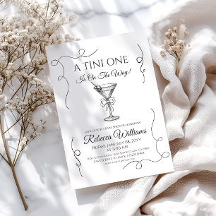 Retro Hand plockade A Tini One Martini Baby Shower Inbjudningar