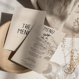 Retro Hand plockade Champagne Glass Quirky Bröllop Meny