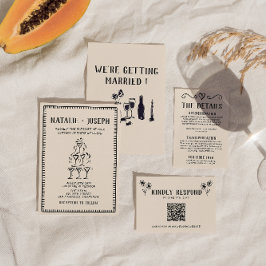 Retro Hand plockade Champagne Torn Gamle Money Brö Inbjudningar