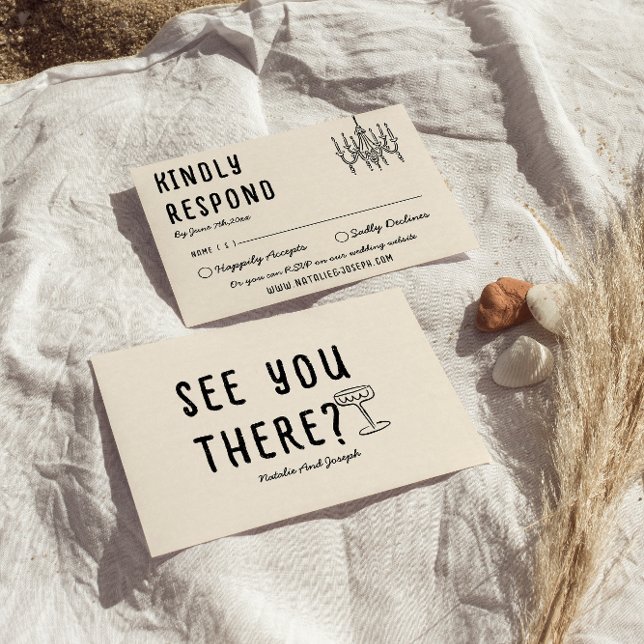 Retro Hand plockade fold Quirky Modern Bröllop OSA Kort (Skapare uppladdad)