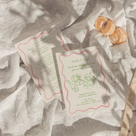 Retro Hand plockade Funky Modern allt på en Bröllo Inbjudningar