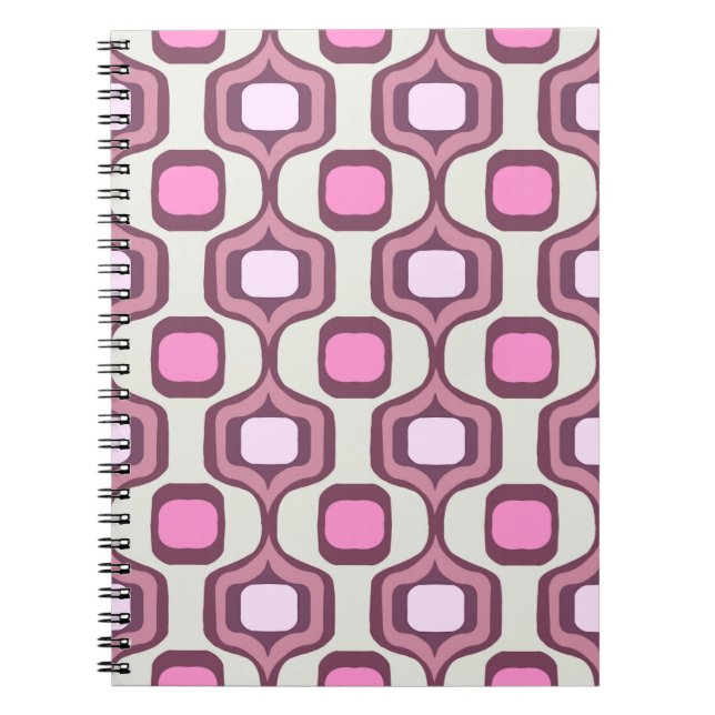 Retro Hand plockade Geometric Square Mönster - min Anteckningsbok (Framsidan)