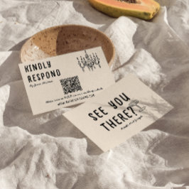 Retro Hand plockade Quirky Modern QR Code Bröllop OSA Kort