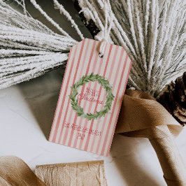 Retro Hand plockade Red Grönt God jul Utandning Presentetikett