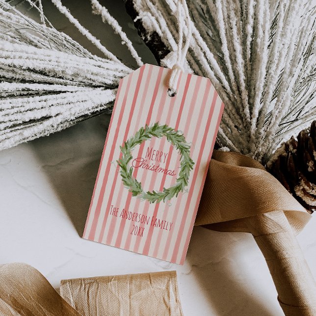 Retro Hand plockade Red Grönt God jul Utandning Presentetikett (Skapare uppladdad)