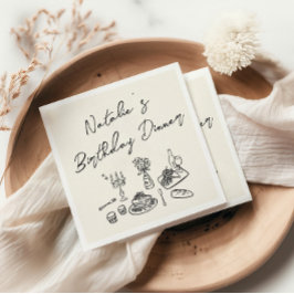 Retro Hand plockade Roligt Birthday Quirky Middag Pappersservett