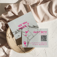 Retro Hand plockade Rosa Funky QR-koden Bröllop