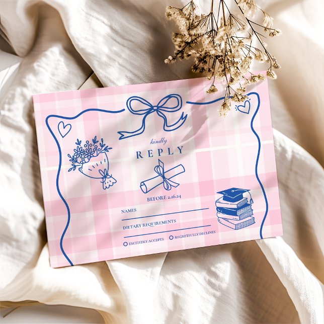 Retro Hand plockade Rosa och Blue Studenten OSA Kort (Skapare uppladdad)