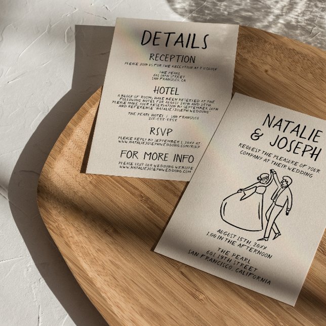 Retro Hand plockade sketchy Quirky allt på ett Brö Inbjudningar (Skapare uppladdad)