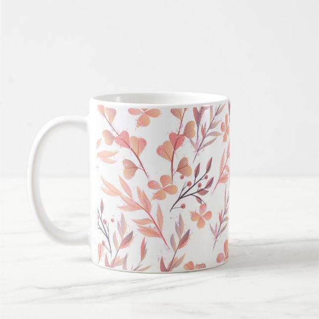 Retro hand plockade, sömlös blommigt, ornament. C Kaffemugg (Vänster)