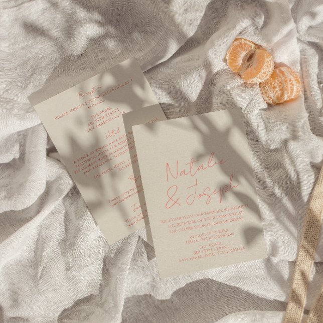 Retro Hand skrev Whimsical på ena Bröllop Inbjudningar (Skapare uppladdad)