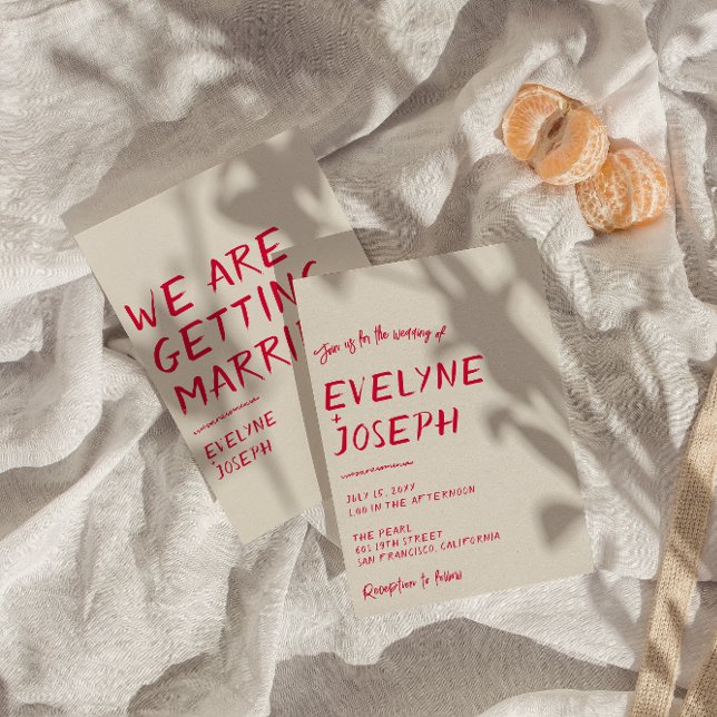 Retro Hand-skriftlig färgfull Modern Funky Bröllop Inbjudningar (Skapare uppladdad)