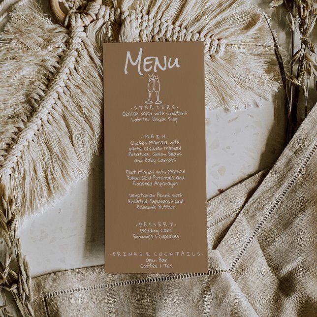 Retro Hand skriftlig ritad brun Quirky Roligt Bröl Meny (Skapare uppladdad)