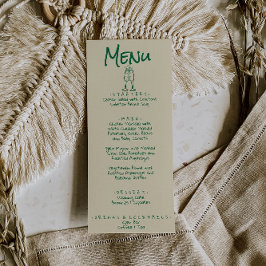 Retro Hand skriftlig ritad Grönt Quirky Bröllop Meny