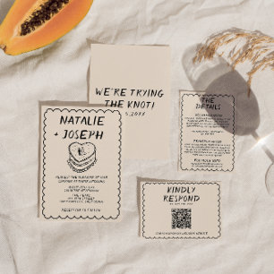 Retro Hand skriftlig ritad kummel Quirky Ram Bröll Inbjudningar