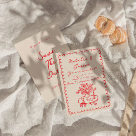 Retro Hand skriftlig ritad Quirky Fold Cute Bröllo Spara Datumet