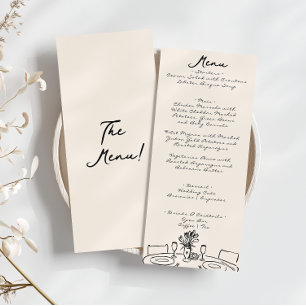 Retro Hand skriftlig ritad Quirky Roligt Bröllop Meny