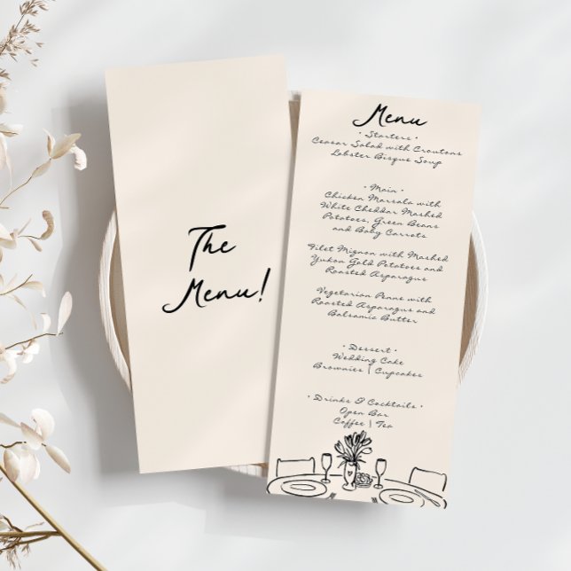 Retro Hand skriftlig ritad Quirky Roligt Bröllop Meny (Skapare uppladdad)