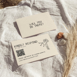 Retro Hand, skriven QR-kod, unik Bröllop OSA Kort