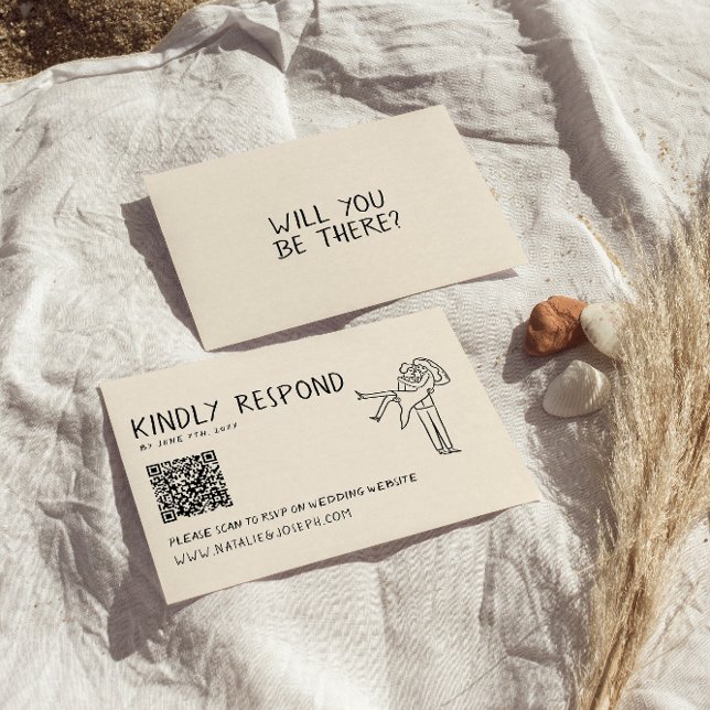 Retro Hand, skriven QR-kod, unik Bröllop OSA Kort (Skapare uppladdad)