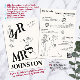Retro Hand, skriven, Quirky Wedding-inbjudan Inbjudningar
