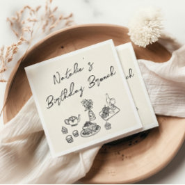 Retro Hand, skriven ritad Roligt, födelsedagsBrunc Pappersservett