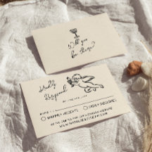 Retro Hand - skrivet ritat cupid Quirky Bröllop OS