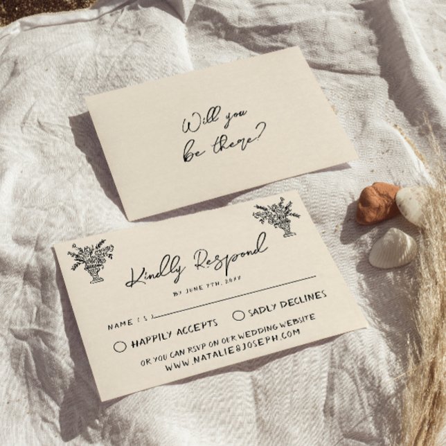 Retro Hand, skrivet ritat fet Quirky Bröllop OSA Kort (Skapare uppladdad)