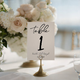 Retro Hand Written Whimsical Wedding Table Number Inbjudningar