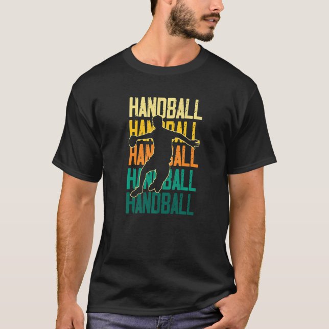 Retro Handball Player Handballer Boll Sports Team T Shirt (Framsida)
