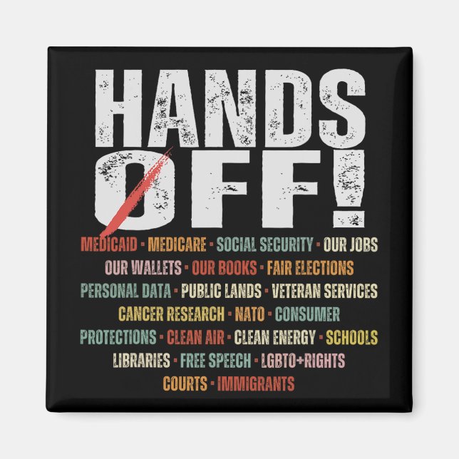 Retro Händer av Protest Public Lands Medicare Patr Magnet (Framsidan)