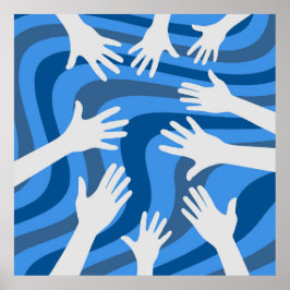 Retro Händer Blue Linjer Art Poster