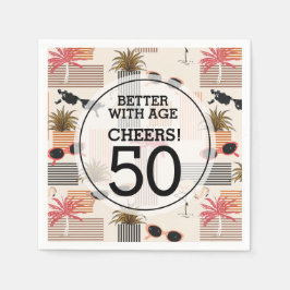 Retro Handflatan Flamingos Födelsedagsfest Pappersservett