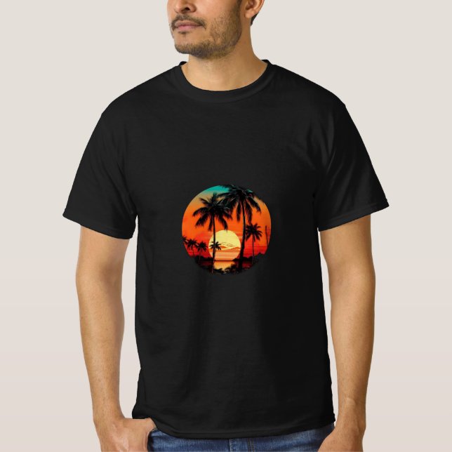 Retro Handflatan Sunset Shirt - Vintage Tropical E T (Framsida)