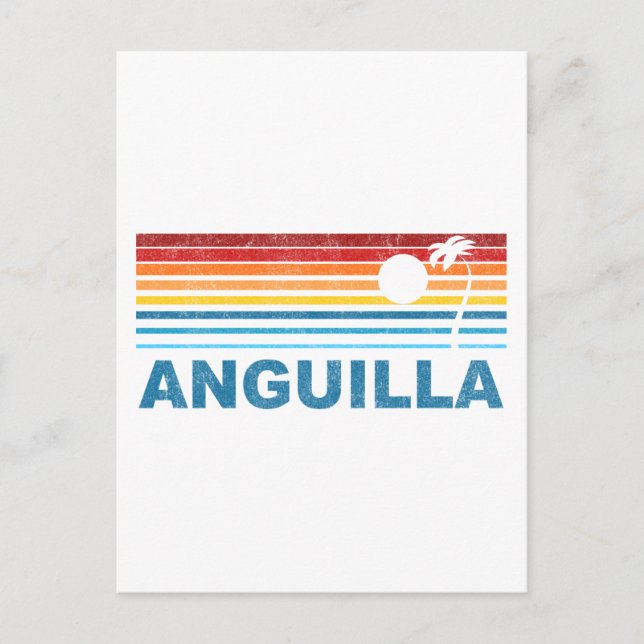 Retro Handflatan Träd Anguilla Vykort (Framsida)