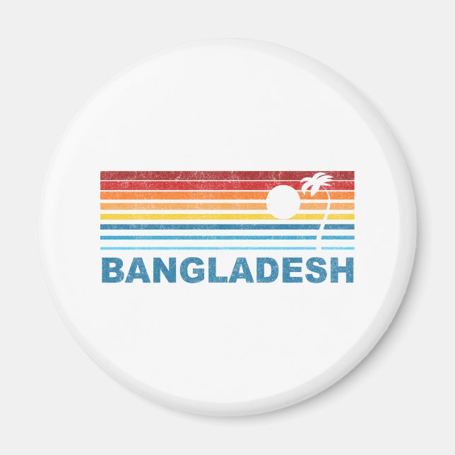 Retro Handflatan Träd Bangladesh Magnet (Framsidan)