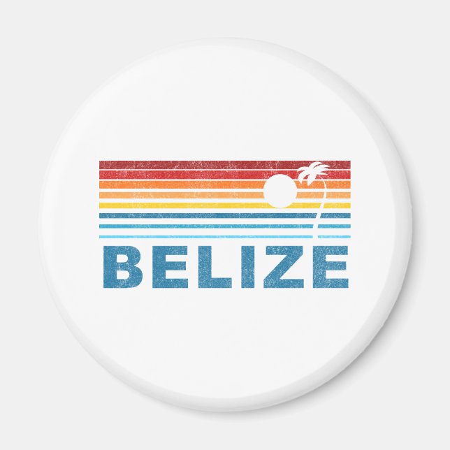Retro Handflatan Träd Belize Magnet (Framsidan)
