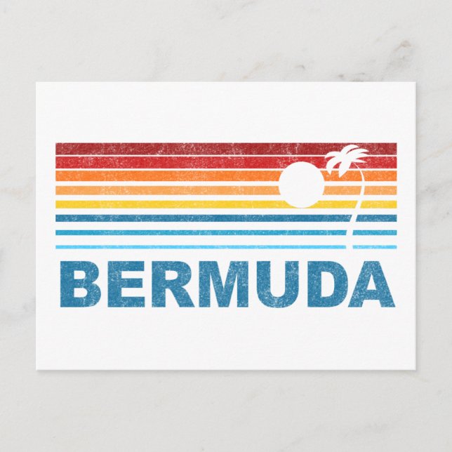 Retro Handflatan Träd Bermuda Vykort (Framsida)