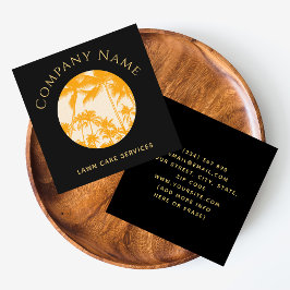 Retro Handflatan Träd Illustration Gräsmatta Care  Fyrkantigt Visitkort