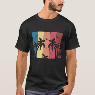 Retro handflatan träd med sol loger handflatan trä t shirt