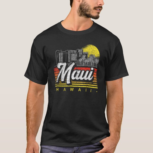 Retro Handflatan Träd Tropical Hawaiian Summer Sun T Shirt (Framsida)