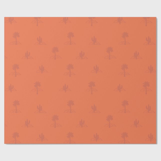 Retro Handflatan Vår Cactus in Earthy Färg Presentpapper (Platt)