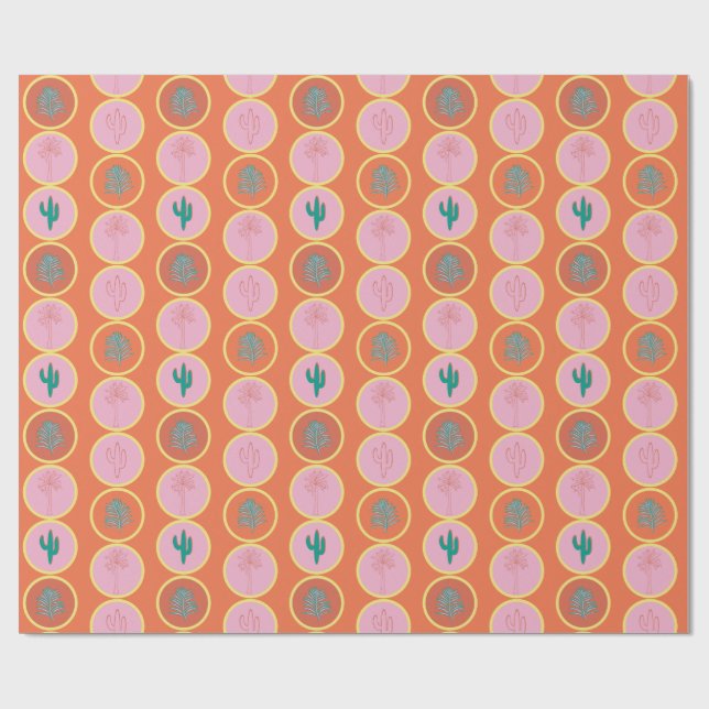 Retro Handflatan Vår Geometric Circles Gift Wrap Presentpapper (Platt)