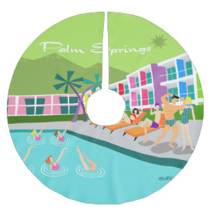 Retro Handflatan Vår Hotel Träd Skirt Julgransmatta Borstad Polyester