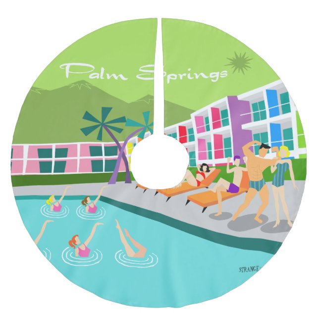 Retro Handflatan Vår Hotel Träd Skirt Julgransmatta Borstad Polyester (Framsidan)