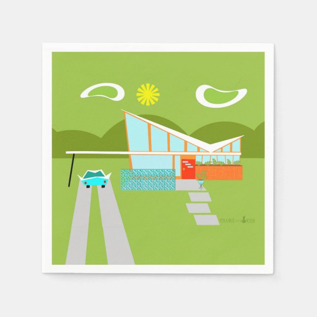 Retro Handflatan Vår House Cocktail Napkins Pappersservett (Framsidan)