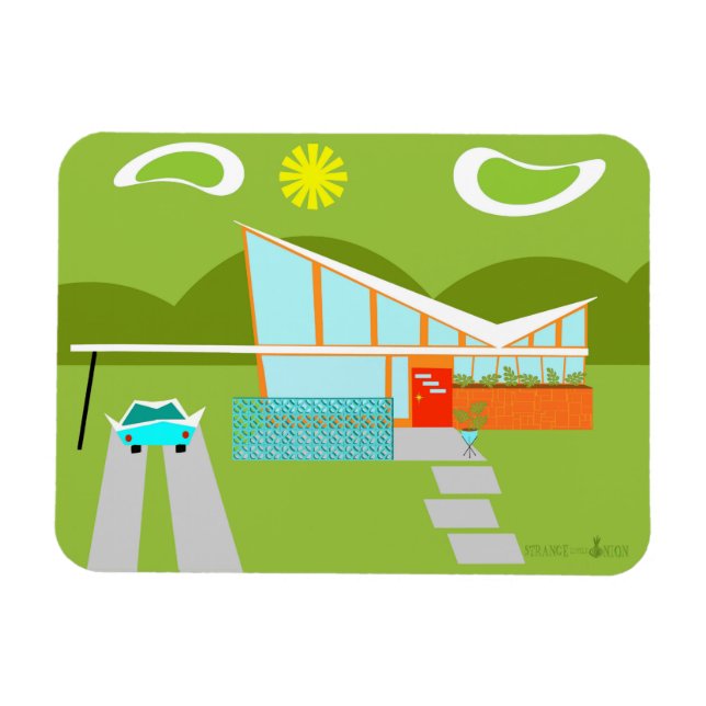 Retro Handflatan Vår House Flexible Magnet (Horisontell)